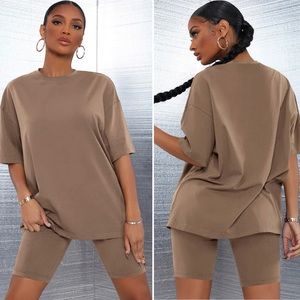 Solid Top & Bike Shorts Set